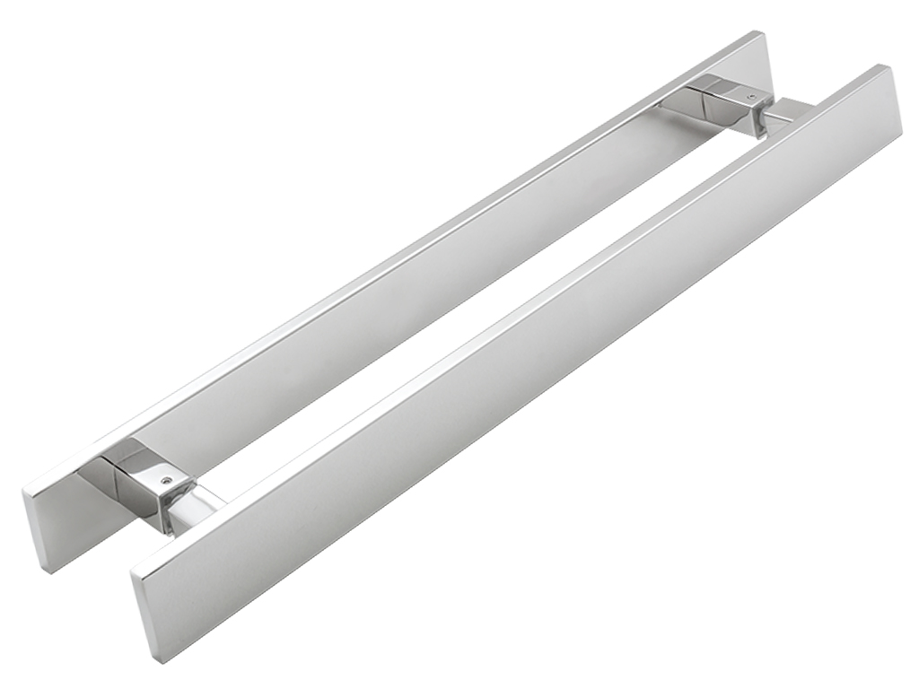PUXADOR DE PORTA DUPLO 1000MM FURAO 800MM INOX ESCOVADO PLANUS  CX BRANCA