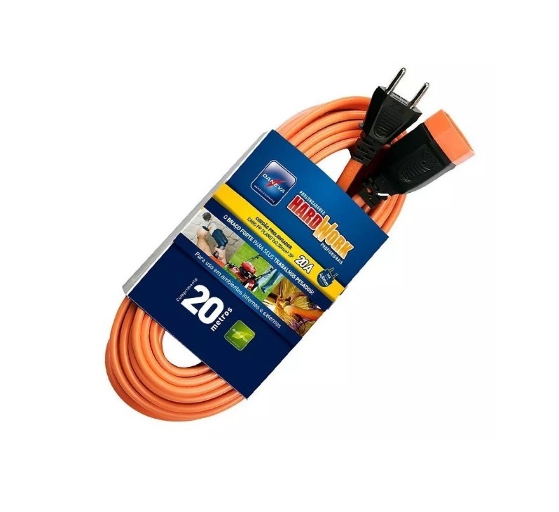 EXTENSAO PP 2P+T 3X1,5MM 20 METROS PRETA HARD WORK  - Foto 1
