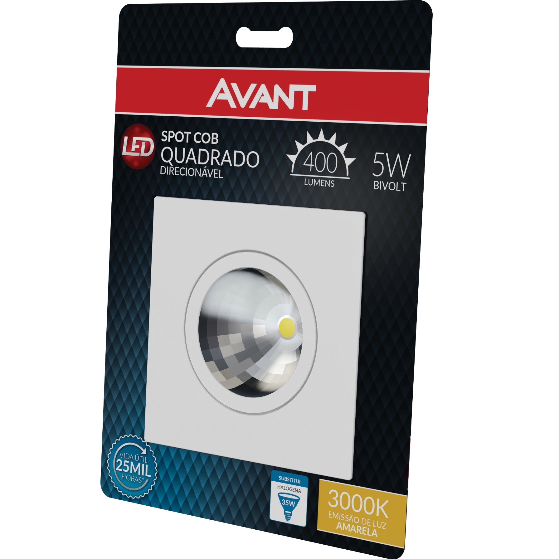 SPOT EMBUTIR LED 5W QUADRADO 3000K (AMARELA) 400 LUMENS - Foto 1