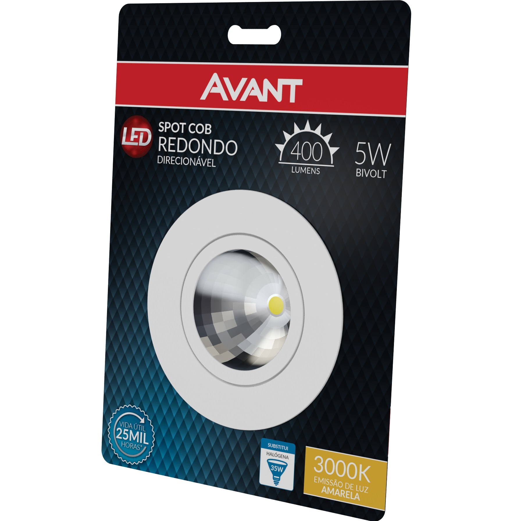 SPOT EMBUTIR LED 5W REDONDO 3000K (AMARELA) 400 LUMENS - Foto 1