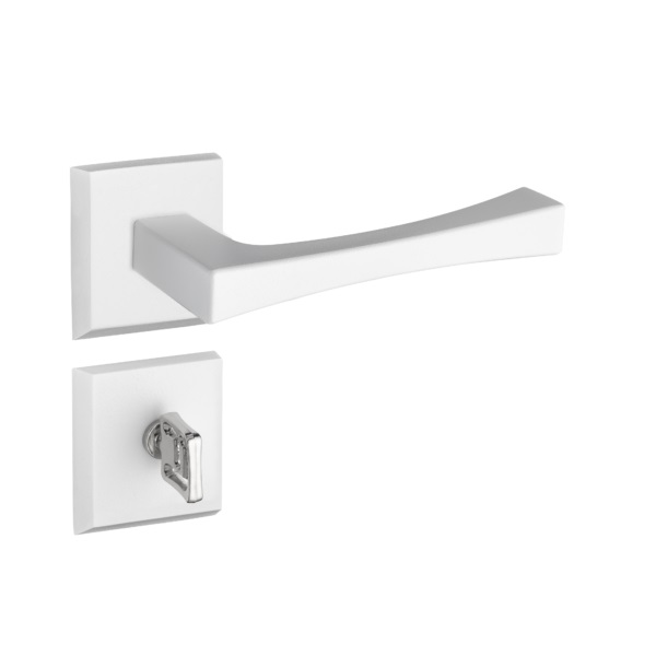FECHADURA BANHEIRO RETRO ROSETA QUADRADA 2 411-90B BRANCA ZAMAK - Foto 1