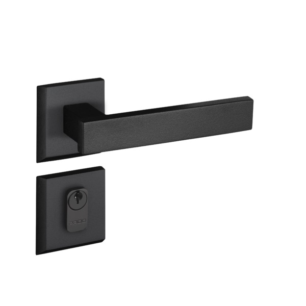 FECHADURA EXTERNA RETRO ROSETA QUADRADA 2 411-90E PRETA ZAMAK - Foto 1